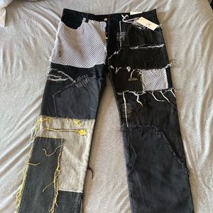 MNML Patchwork Baggy Denim Jeans - Black - Size 36